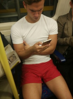 tubecrushlondon:  I reckon he is an attention seeker cause he was not shy in showing his smooth thighs, legs and arms in October in London!  