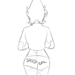   Anonymous said toÂ funsexydragonball:  Instead of having Vegeta&rsquo;s pink &ldquo;BAD MAN&rdquo; shirt,Girlgeta probably has a pair of short shorts that say &ldquo;SASSY GAL&rdquo;.  Did this in an hour before I had to get back to work again. Hopefull