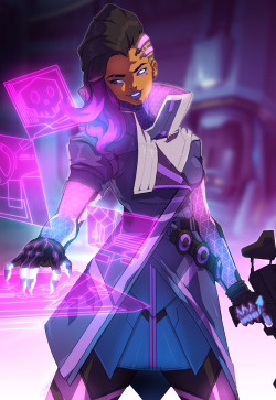 tovio-rogers:    i woke up super late and damn near died trying to finish this. this cold is kicking my ass. anywho the psd file will go up as part of this month’s rewards on patreon. #overwatch #sombra   