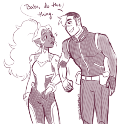 breezycheezyart: Based on this Oh, hey, Buff!Ponytail!Allura is back! Featuring Smitten!Shiro! Lol, somebody help this poor man. Please do not repost  &lt;3 &lt;3 &lt;3
