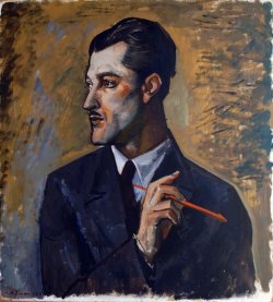 Achille Funi (Italian, 1890-1972), Portrait of the painter Mario Tozzi, 1929. Oil on canvas, 62 x 57 cm. Museo del Paesaggio, Verbania, Lago Maggiore.