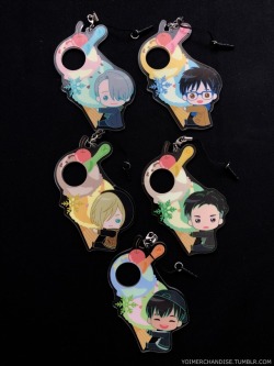yoimerchandise: YOI x Taito Acrylic Ring Straps Original Release Date:April 2018 Featured Characters (5 Total):Viktor, Yuuri, Yuri, Otabek, Phichit Highlights:These straps used original chibi character designs that hadn’t been seen before for YOI merch.