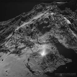 A Dust Jet from the Surface of Comet 67P #nasa #apod #esa #rosetta #mps #osiris #upd #lam #iaa #sso #inta #upm #dasp #ida #comet #comets #rosettaspacecraft #comet67p #spaceprobe #spacecraft #solarsystem #space #science #astronomy