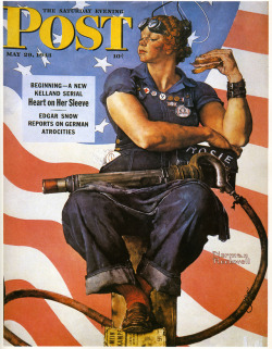 blondebrainpower:  Rosie the Riveter by Norman Rockwell