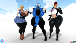 supertitoblog:  This is a commission for manicbulbs from DA.   He wanted me to have my girls cosplay as other characters. lola as Android 18( which I already done before) Uki as Frost from Mortal komabt and Olivia as C.Viper from Strea Fighter. This was