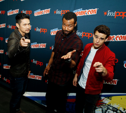 harry-matthew:  Harry Shum Jr. Isaiah Mustafa and Alberto Rosende attend Shadowhunters press conference during the 2016 New York Comic Con - day 3 on October 8, 2016 in New York City. 