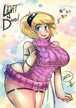   this is my submission for egoraptor&rsquo;s Cutiesaturday, from the webcomic Light and dark, @tacoberto ashley yakamura.  lndcomic.tumblr.com/   here’s the webcomic, its an awesome webcomic! https://tapastic.com/series/Light-and-Darkwearing a virgin