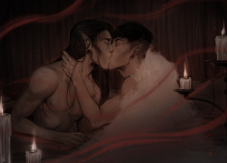 My Christmas gift to @mazokhist ❤️  Celebrating Saturalia in bed(process)