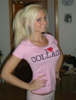I Heart Collage College Hot Blonde Pink Shirt