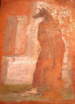 yagodichjagodic: Pompeii, Temple of Isis. Priest w/mask of Anubis, from the portico. NAMN