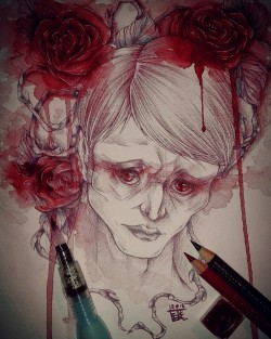 tenes1000dreams:  Hannibal He looks a little bit sad. Oh, poor Baby. ;-;  Watercolor, ink and crayon mixedmedia-work. Don’t repost or use it without my permission. 