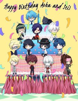 baka-dumb-aho-scans:  Happy Birthday Aoba and Sei! Have fun with your reverse harem duhehehe~ (Thanks Woofy for the fanart) 