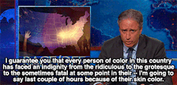 huffingtonpost:  Jon Stewart’s Priceless Response To Fox News On Ferguson Jon Stewart is back from vacation, and he’s not wasting any time going after one of his favorite targets: Fox News. Watch his the full brilliant 10  minute monologue on racism
