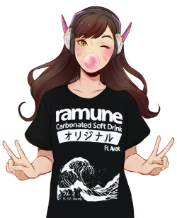 nymre:  Ramune D.VA &lt;3  I actually don’t like Ramune lol but the shirt is super neat from Kaomoji clothing high res version available on my patreon c:  