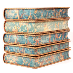 michaelmoonsbookshop:  michaelmoonsbookshop:  Fine leather bound books with gilt tooling and marbled page edges..  [Sold] 