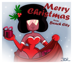 grimphantom2:   ironbloodaika:   javidluffy:   Merry Christmas from Beach City! This present is a true gem! Don’t you think? Why Garnet? She’s cool and not too difficult to draw. Also, she’s one of those characters I should post in my gallery more