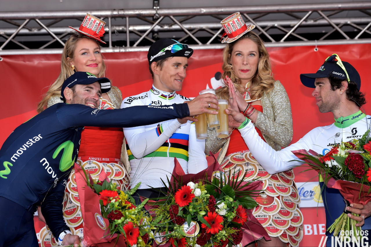 Amstel Gold Race podium beer