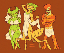 oxboxer: Character lineups from last few days. Alien dance troupe, suburban demons, magical superheroes, and a Minoan princess.  