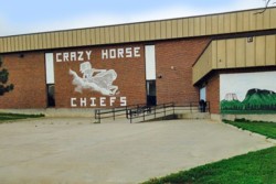 nativenews:  nativenews:  nativenews:  New Playground for Crazy Horse     Crazy Horse School, located in the 700-person town of Wanblee, serves as more than a school. It is the heart of the community, a space for meetings, entertainment and exercise.