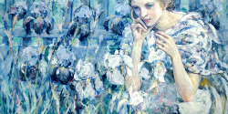 death-by-dior:   Art history meme (x) - &frac14; colours - blue  Fleur de lis by Robert Reid | Branches with Almond Blossom by Vincent van Gogh | Amalia de Llano y Dotres, Countess of Vilches by Federico de Madrazo |The anticipated letterby Harry