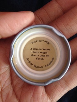 alunaes:alunaes:When ur stoned and get the most fucked up snapple fact everUpdate: It takes 243 days for it to rotate and 225 days for it to orbit the sun so that’s why