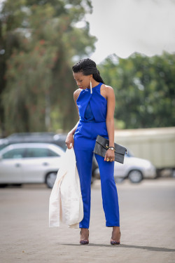 ecstasymodels:  JumpsuitJumpsuit: Floclaire +254 728 122252, Earrings &amp; Rings : Janes Beads +254 725 912953, Shoes: Backyard Shoez, Blazer: Gifted (Option here), Clutch bag: Tausi Creations +254 720 670372Lucia Musau