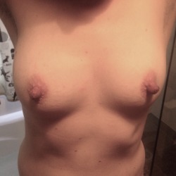 unusuallyawesomenipples:  What do you guys think of my wifes nipplesLOVE THEM!!! thick AND long!we’re gonna need some more photos! side view? pulling? :-D