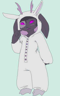 quagganthemagnificent:I saw the kigusura post and actually took a break from my other picture to draw and color Rekett in a Jackalope kigu.  