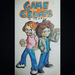 To celebrate the 5th Aniversary of Game Grumps, I drew this little tribute to my favourite let&rsquo;s play channel! #gamegrumps #aniversary #youtube #anime #letsplay #egoraptor #ninjasexparty #rubberross #barrykramer #kittykatgaming #supermega #funnyyout