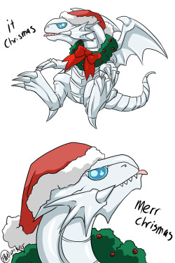 blackwolfartz:Merr chrismas from Blue Eyes. May Santa bring you powerful Duel Monsters cards this year.If you listen real close-likeYou can hear Seto Kaiba screaming somewhere in the distance.