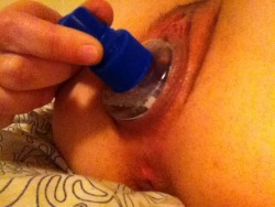 loosepussyland:  jaha753:  Another pic from the cumdumpster I posted previously. This is a pretty big bottle that she’s stuffed inside her beat up cunt. If you’re a woman who is in to this, drop me a line, I’d love to see what you can stuff inside