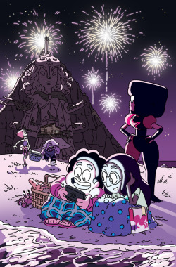 A beautiful illustration for the comic by former crew member Stu Livingston:  Here’s an illustration I did for Steven Universe #2 (out now!) by Jeremy Sorese and Coleman Engle!  Drawing these characters and their world again - a few months after leaving