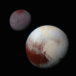 just&ndash;space:  Charon and Pluto: Strikingly Different Worlds  js