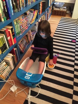 wilwheaton:  kellysue:  Tallulah Louise spent her birthday money on a home foot spa.   She’s five.  She is AMAZING.