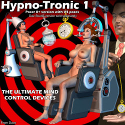 Davo is at it again! Take  control of your favorite characters mind with these new and classic  mind control &ldquo;Hypnotizing&rdquo; devices. Support for M4 and V4 and ready for Poser 8 and up!  &ldquo;Hypno-Tronic&rdquo; Mind Control Devices For P8
