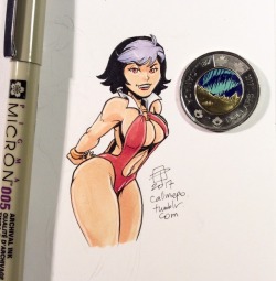 callmepo:  Decided to show how small my tiny doodles can sometimes get. (A Canadian toonie for scale)BTW - Vampy Gogo for the win! [Come visit my Ko-fi and buy me a coffee tea!]  