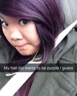 Despite dying my hair black really not that long ago my hair is going purple again. I think I&rsquo;m just gonna go with it.. #asian #purplehair #snapchat #nofilter #dyedhair