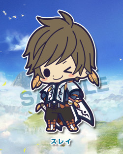 hobbylinkjapan:  From “Tales of Zestiria”, Sorey and his crew are coming out this May in rubber strap form! Illustrated by Sakurai, these are the newest in Kotobukiya’s “es series nino” line, and measure about 5cm tall each. Pre-orders will