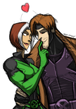 sabrerine911:    Next sketchy drawing is nonother than my favorite fictional couple of all:Rogue and Gambit &lt;3   