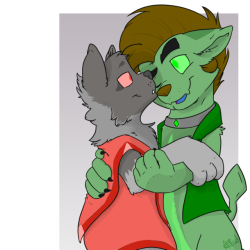 scruffy-scribbles: Scoira giving Wisp some silly smooches!  YCH results for @ask-wisp-the-diamond-dog! These two are adorable! I do love diamond dogs!! They’re fluffy and cute! We need more diamond dog OCs!!  &lt;3
