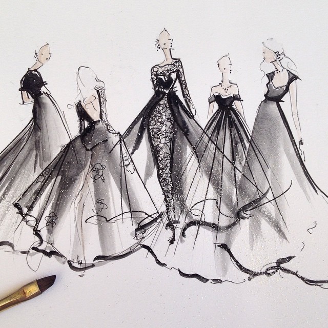 Drawing fashion sketches dresses