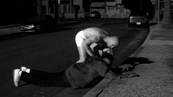epicscenesincinema:  AMERICAN HISTORY XThe curb stompThis scene in American History X still considered one of the most brutal scenes in cinema. It’s a shot that tells you who and what Derek Vinyard is. Based on a real skinhead brutality practice, the