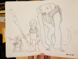 bryankonietzko:Here it is, the original of the first drawing I did in what would become the Avatar universe, featuring cyclops robot monkey Momo, sci-fi Aang, and bipedal Naga. They all had arrows on their heads. I didn’t know who any of them were,