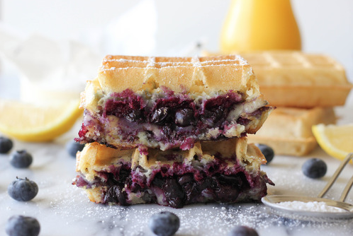 Brie and Blueberry Waffle Grilled Cheese