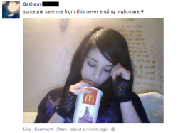 temdelenge:  IS THIS A JOKE SHE’S HOLDING A FUCKING MCDONALDS BEVERAGE   The ice melted and my soda is all watery and warmPLEASE free me from this nightmare realm where McDonald&rsquo;s has created for me