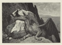 saathi1013:  thatsacooldragon:  I always approve of ladies having a chill time with dragons. Who needs to be a damsel in distress?  Dragon Resting Its Head On The Lap Of A Woman by R. Leinweber, 1912    she looks so done, like, “you think being cute