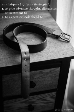 She comes into the room and there it is. His belt. It&rsquo;s on the bureau which can only mean one thing. A spanking is imminent. Daddy is very disciplined. He doesn&rsquo;t leave things out unintentionally. He is not sloppy. If he didn&rsquo;t want
