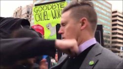 antifainternational:  punchingnazis: Apparently America’s most visible Nazi was punched twice that day, once on each side of the face. It was very considerate of his assailants to spread the pain out evenly. Here’s hoping that the next time the media