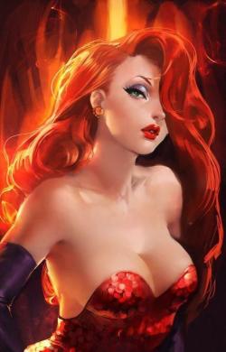 playful-nites:  witchywebweaving:  “While the rest of the species is descended from apes, redheads are descended from cats.” - Mark Twain  This is possibly the most Gorgeous rendition of Jessica Rabbit I have ever seen!