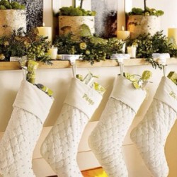 Day 18: stockings. I stole this photo from Pinterest because I don&rsquo;t have stockings up yet and this is what I hope to have in the future! #stocking #pinterest #christmas #photoaday #challenge #decemberchallenge #day19 #mantle #candles #white #green